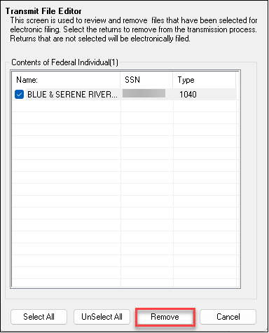 Image showing the Transmit File Editor window. 